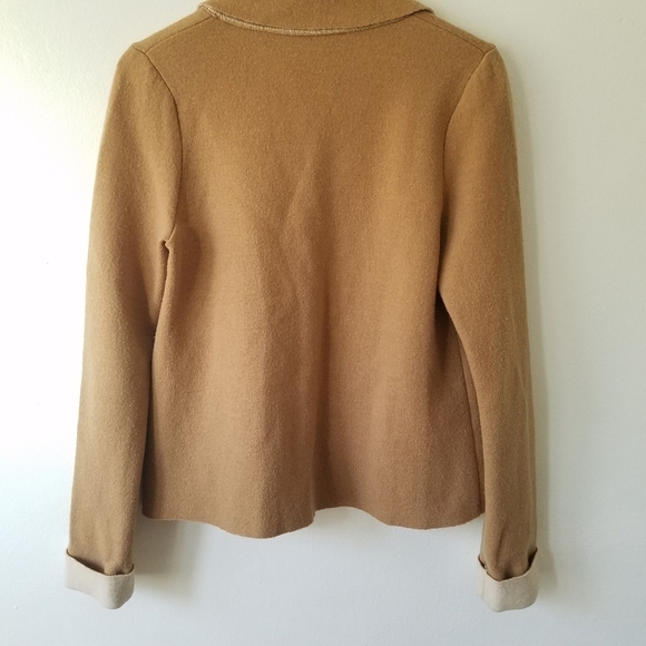 Anthropologie HWR Monogram Wool Blend Camel Double Breasted  Coat  Small - Picture 11 of 14